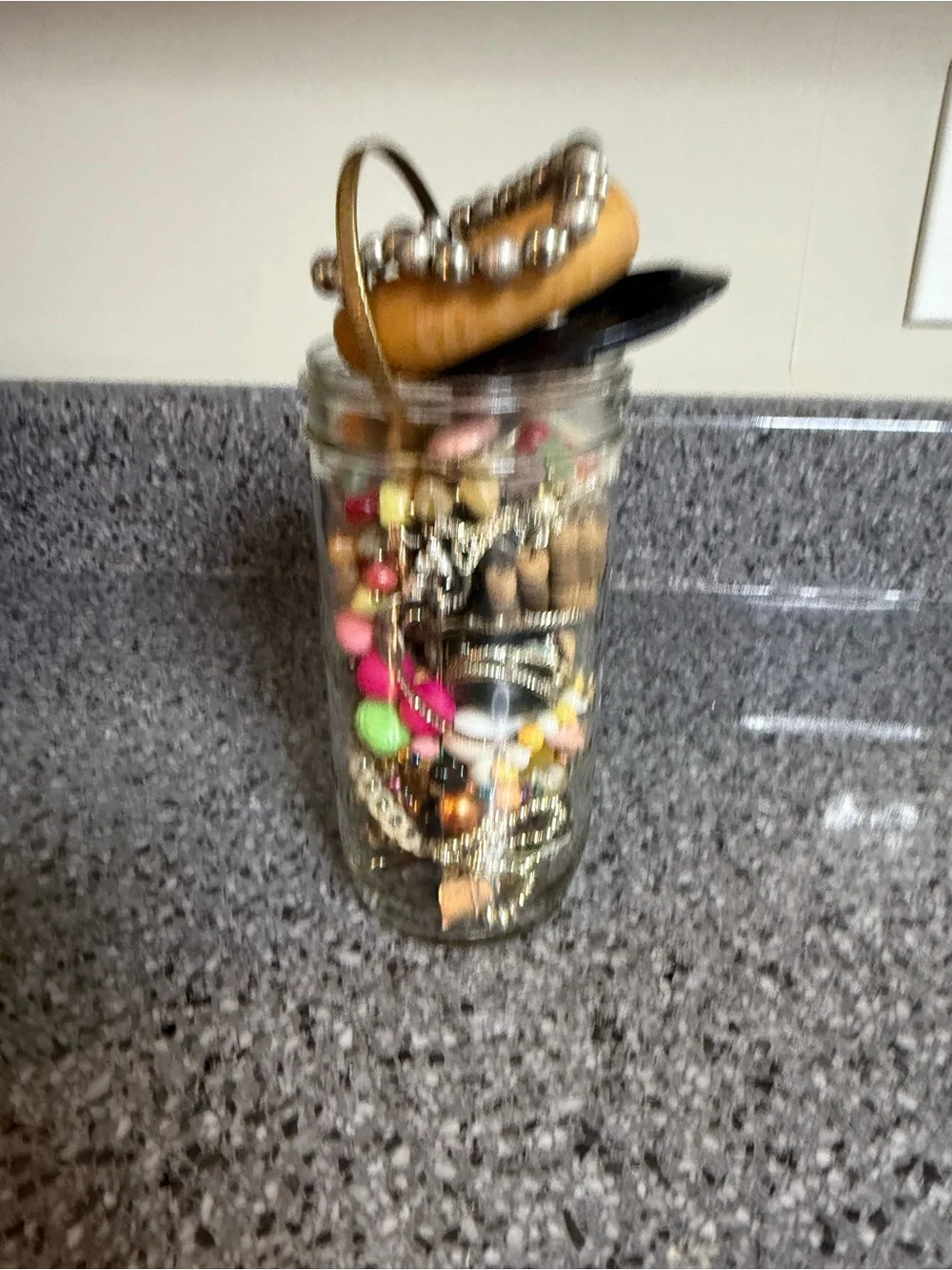 Vintage/Estate Assorted Jewelry in Glass Jar - Multicolor